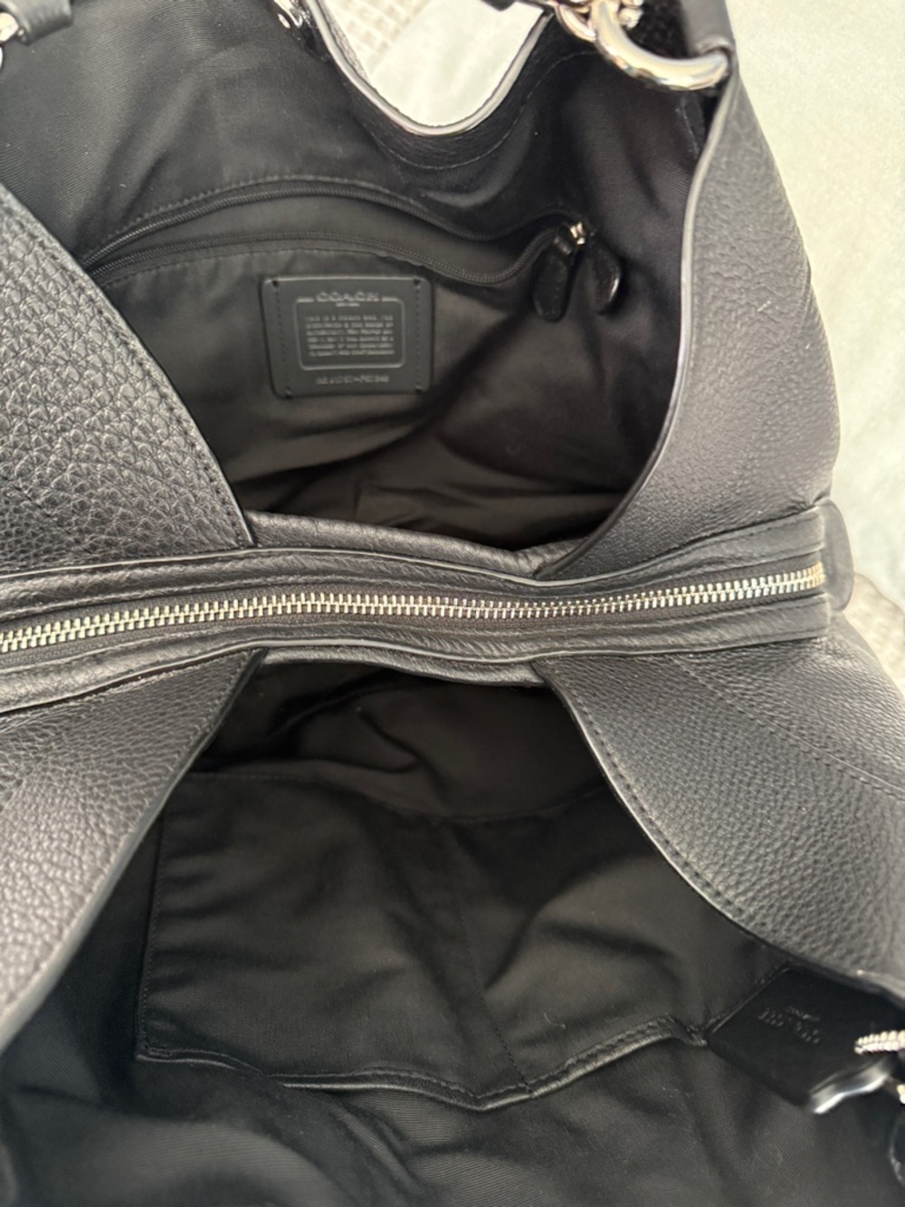 Coach Black Pebbled Leather Double-Strap Shoulder Tote - Picture 3 of 8